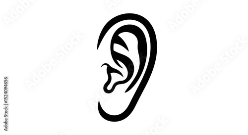 Stylized Black and White Human Ear Illustration