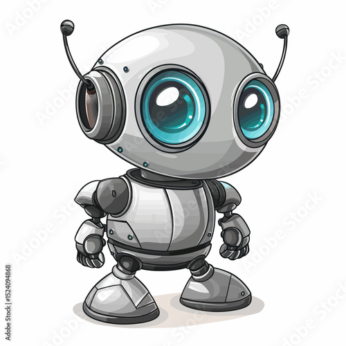 Silver robot on white 