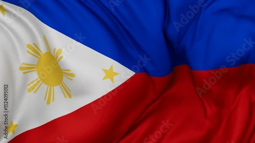 Philippines flag swaying in the wind, endless cycled loop video background