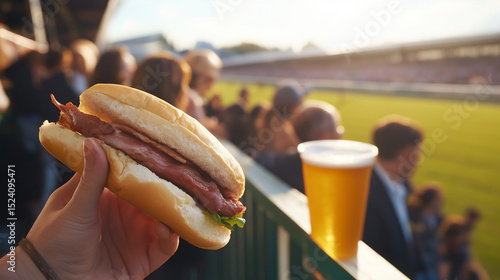  Bifana sandwich and beer at sports arena during race