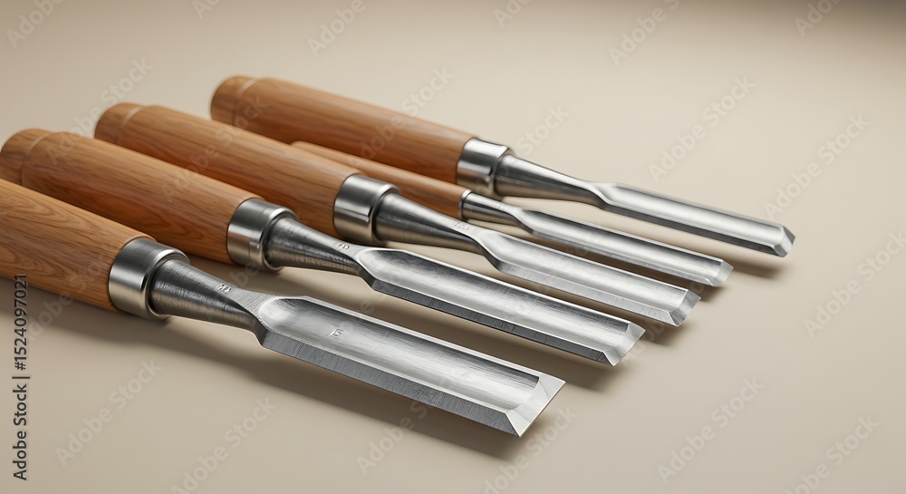 Sharp Chisels: A Set of Woodworking Tools in Elegant Display Sharp Chisels: A Set of Woodworking Tools in Elegant Display
