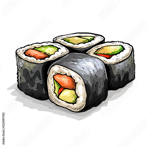 Sushi isolated white background 