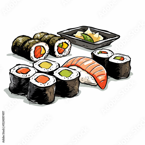 Sushi on white background 