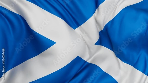 Scotland flag swaying in the wind, endless cycled loop video background
