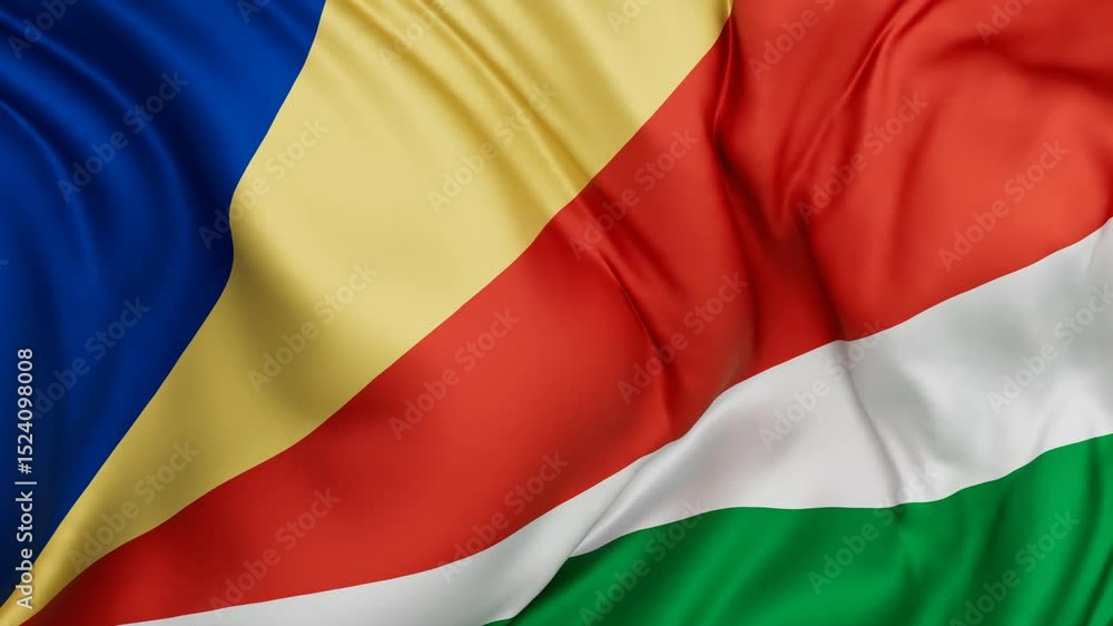 Seychelles flag swaying in the wind, endless cycled loop video background