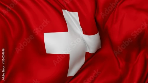 Switzerland officially the Swiss Confederation flag swaying in the wind, endless cycled loop video background