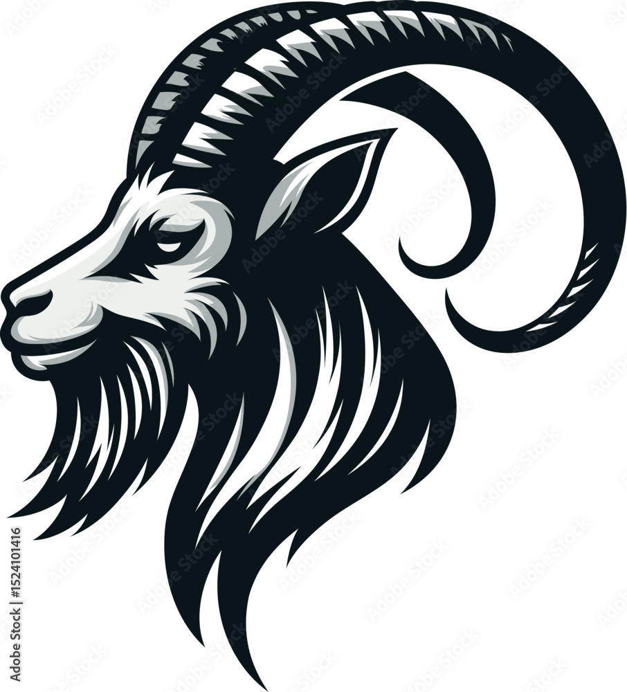 Obraz premium Mountain Goat Head Illustration logo