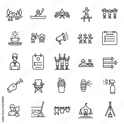 Icons of activities and services at a children summer camp