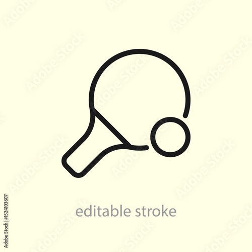 Tennis racket icon. Ping pong racket and ball icon. Playing sports. Competition concept. Vector
