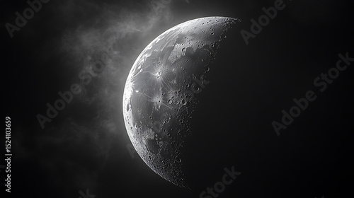 Dramatic waxing gibbous moon with wispy clouds against a black sky capturing lunar details and textures revealing cratered surface and atmospheric beauty presenting a celestial spectacle