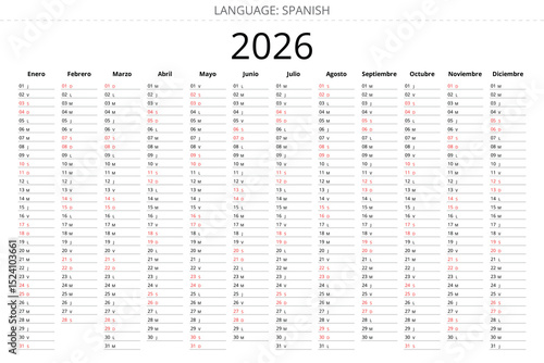 Simple 2026 spanish planner for Spain - planificador