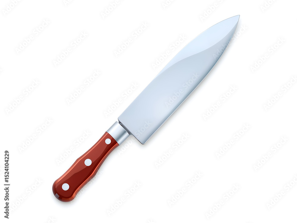 Sharp stainless chef knife with wooden handle, isolated on white background. Generative AI Sharp stainless chef knife with wooden handle, isolated on white background. Generative AI
