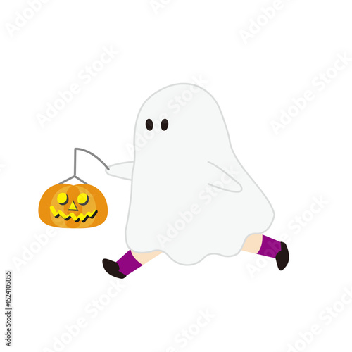 お化けの仮装をしたハロウィンのイラスト