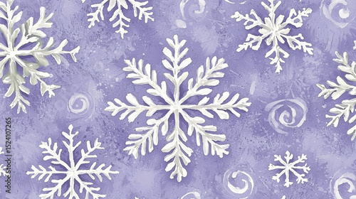 Winter scene with snowflakes purple background watercolor style festive holiday decoration seasonal pattern icy design