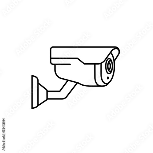 Security camera icon in minimalist line art style for surveillance  