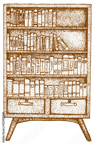 Vintage Bookshelf Library