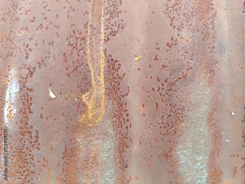 Close-up of heavily rusted corrugated metal sheet, showcasing a rich, textured surface with varying shades of orange, brown, and hints of blue, ideal for industrial or grunge backgrounds