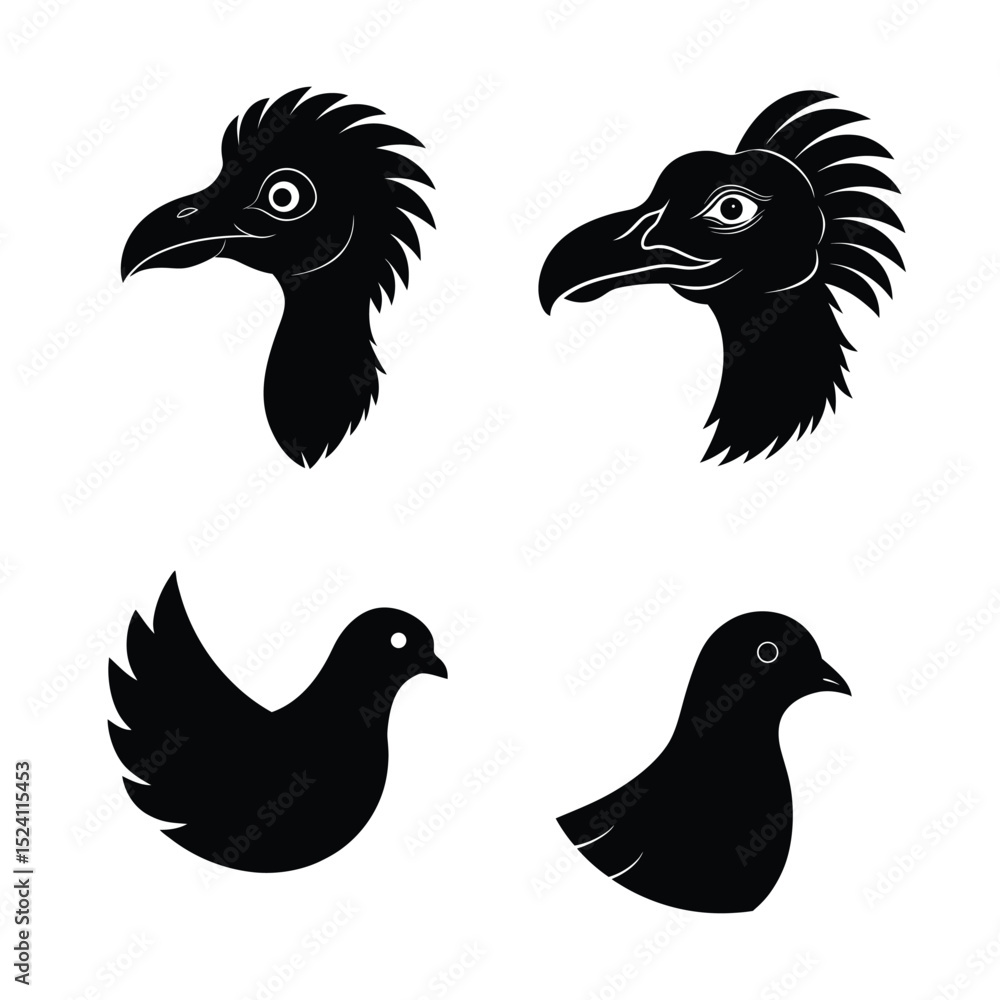 Fototapeta premium bird head silhouette bundle 