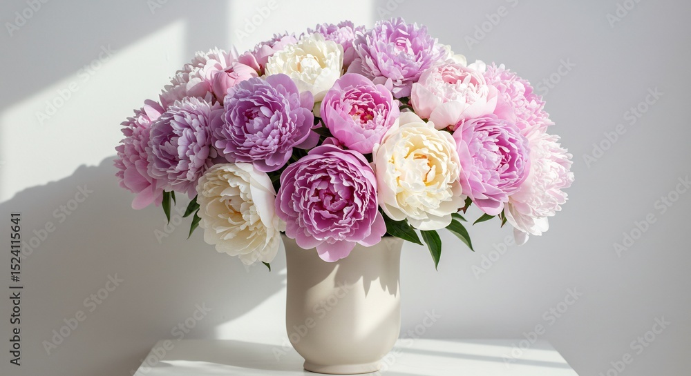 柔らかな日差し浴びて咲く豪華な牡丹の花束. AI Generated 柔らかな日差し浴びて咲く豪華な牡丹の花束. AI Generated