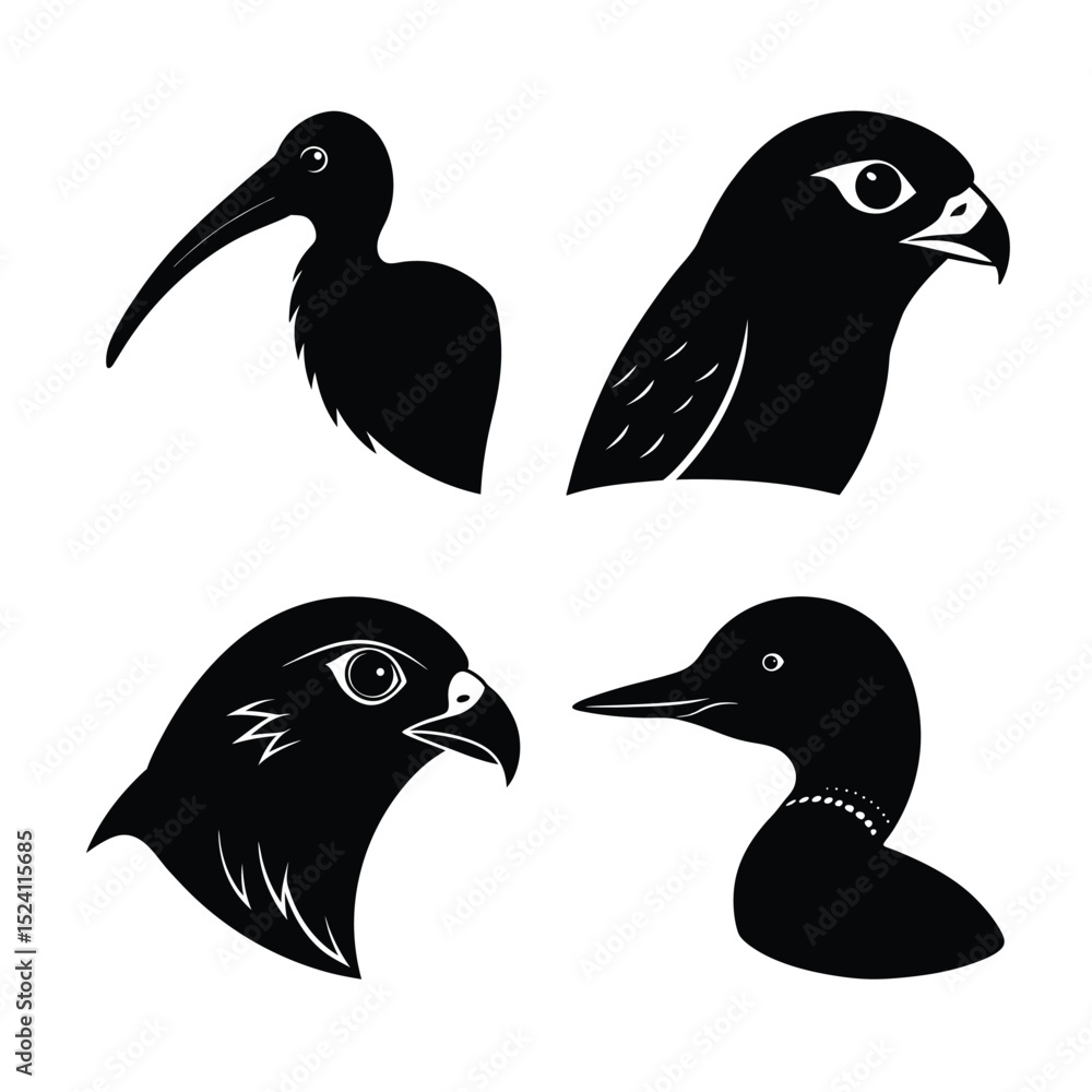Fototapeta premium bird head silhouette bundle 