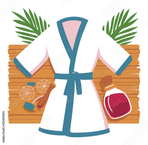 Summer Relaxation Vector Illustration Featuring a Bathrobe and Accessories