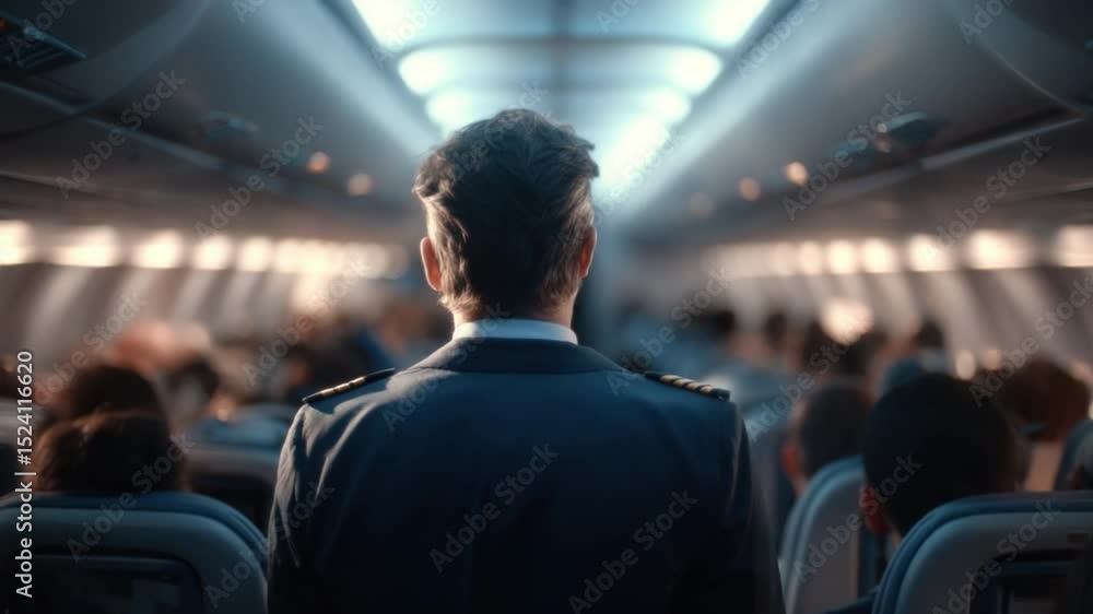 Leading the Journey: Capturing the determination of a pilot, silhouetted against a full cabin, the photo encapsulates the spirit of leadership, travel and commitment. Leading the Journey: Capturing the determination of a pilot, silhouetted against a full cabin, the photo encapsulates the spirit of leadership, travel and commitment.