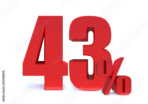 Obraz na płótnie 43 Percent off 3d Sign on White Background, Special Offer 43% Discount Tag, Sale Up to 43 Percent Off,big offer, Sale, Special Offer Label, Sticker, Tag, Banner, Advertising, offer