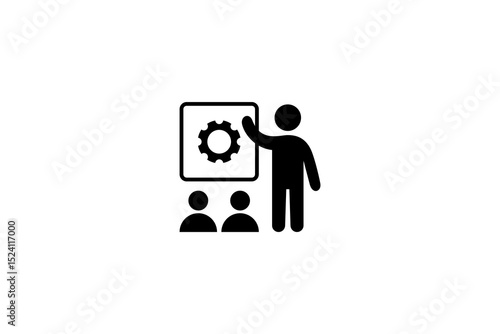 Instructor presenting technical concepts to an audience icon