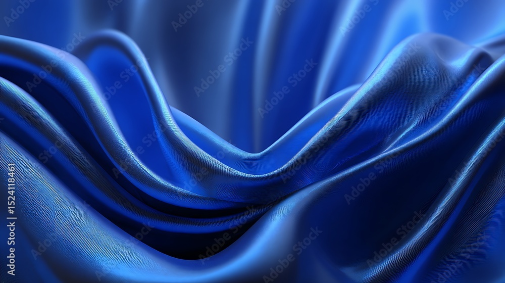 Obraz premium Luxurious blue silk fabric draped softly elegant