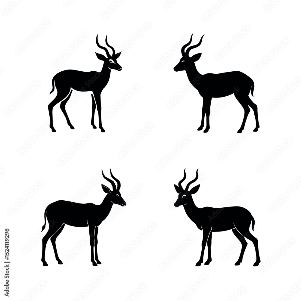 Fototapeta premium set of deer silhouettes