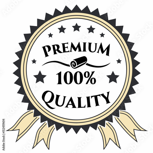 Premium Quality Guarantee Badge with Stars and Ribbon a Symbol of Excellence and Trust Perfect for Marketing and Promotional Materials Design Element
