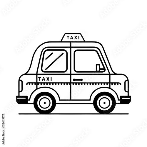 Taxi Icon Line Art – Urban Transportation Cab Vector Illustration