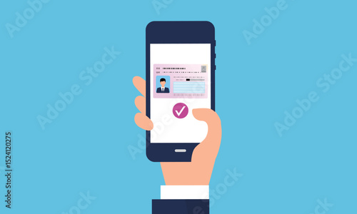マイナンバーを搭載したスマホのイメージイラスト