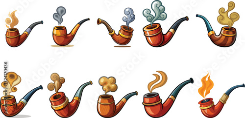 smoking pipe logo set vector illustration