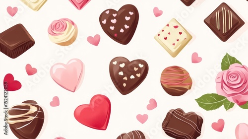 Colorful chocolate treats on white background