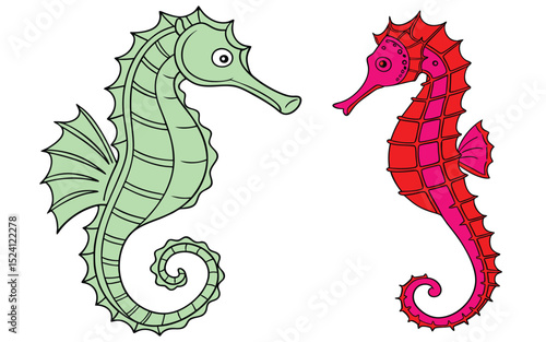 Seahorse  bundle set design isolated on white background  and illustrator eps 10