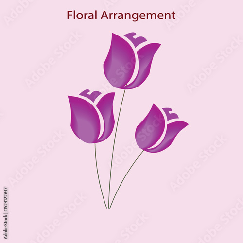 This cartoon illustration shows a tulip flower illustration. | Colourbox