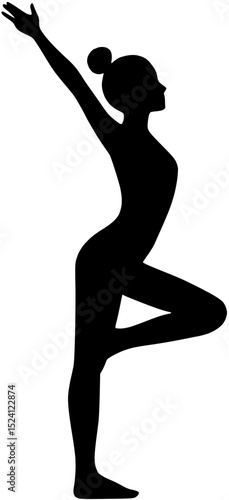 Silhouette of a Woman Doing Yoga in Tree Pose
