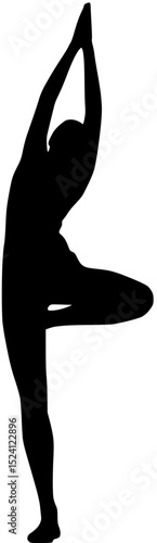 Yoga Pose: Tree Pose with Arms Raised and Hands Together