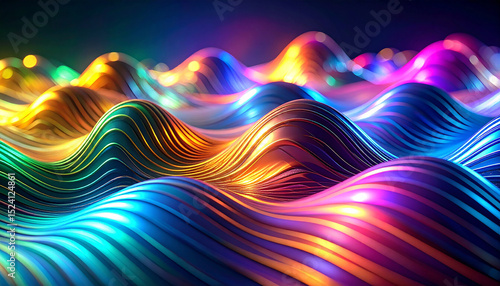 Vibrant Wave Spectrum: An abstract display of vividly colored waves, radiating a spectrum of hues, creating a mesmerizing visual of flowing energy and dynamic movement.