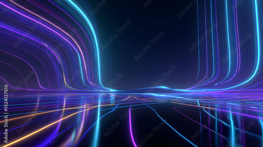 Fototapeta premium Futuristic Neon Lines Abstract Background Elegant Visual Depth