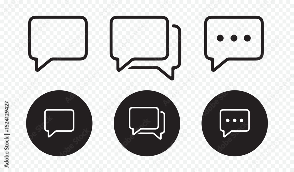 Text Message and Speech Bubble Icon Set – UI Elements Text Message and Speech Bubble Icon Set – UI Elements