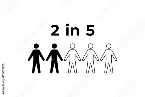 2 in 5 Representation of a Proportion human figure icon statistic prevalence