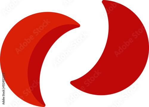 Jiaobei Blocks flat vector illustration. 
Simple shapes Red Wooden Divination blocks SVG.
Traditional Moon blocks isolated.
Transparent background.