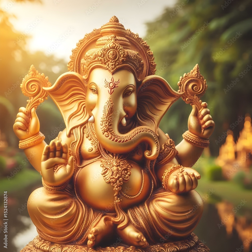 Fototapeta premium Hindu God Ganesh statue drawing.