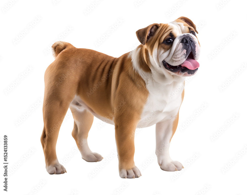 Obraz premium Happy English bulldog, isolated on a transparent background