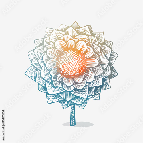 Geometric Flower Solar Array Design A Sun-Tracking Botanical Illustration