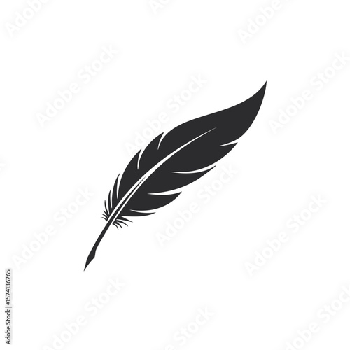 Elegant quill feather pen writing symbol