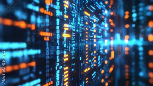 Wallpaper Mural A computer screen with a blue and orange background with a lot of numbers. The numbers are in different colors and sizes Torontodigital.ca