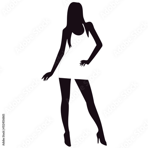 Elegant woman silhouette in short dress